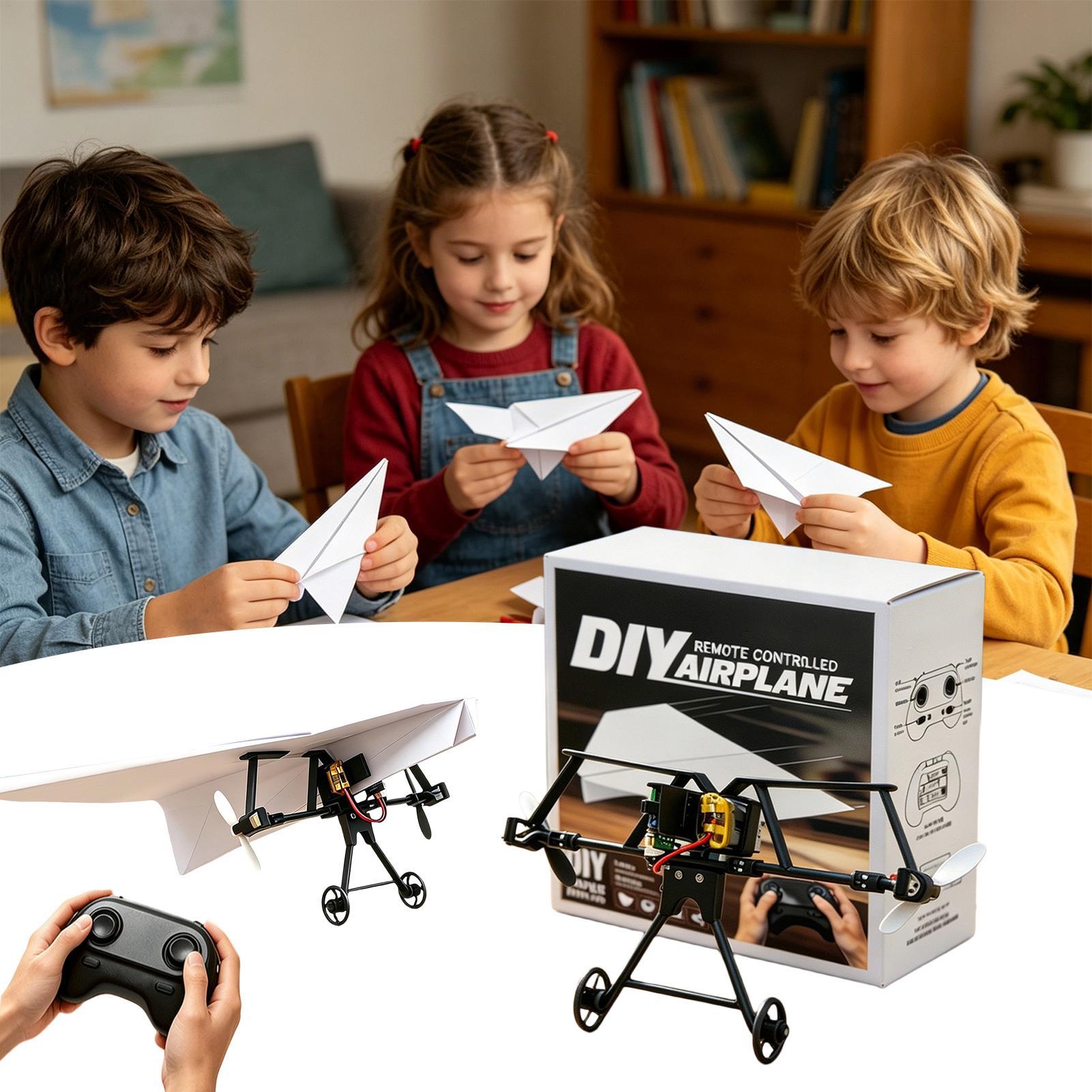 Drone Rc Jet - DIY RC Papierflugzeug-Bausatz Flugzeugspielzeug mit Gyro-Stabilisator