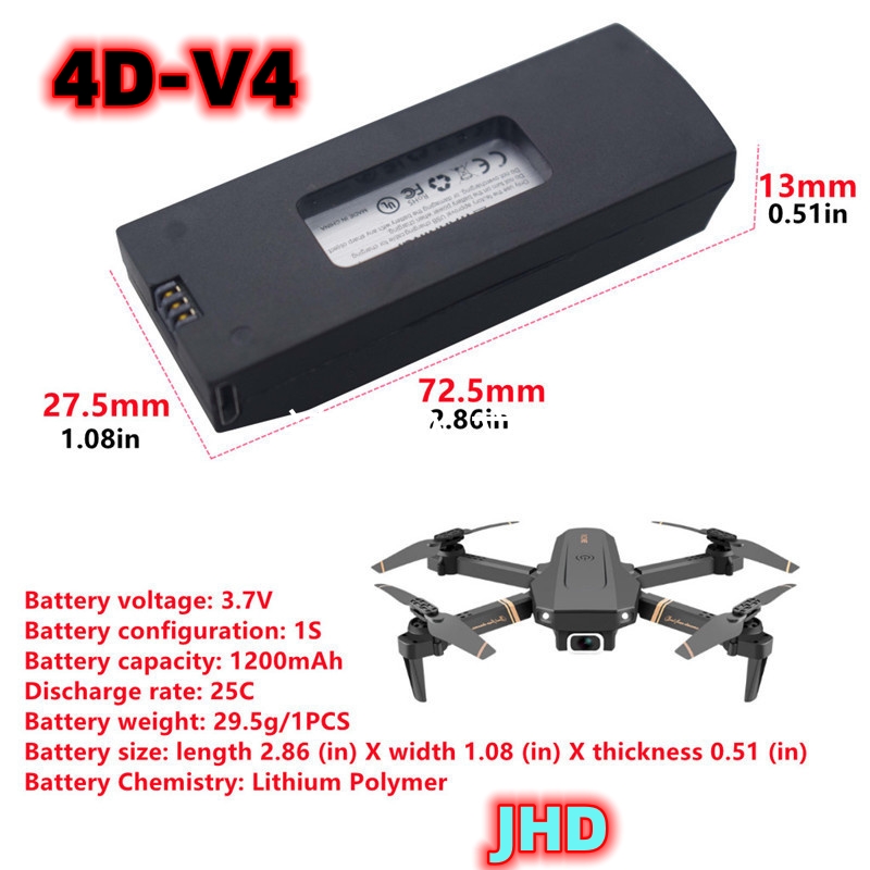 JHD Bateria 4DRC V4 Batterie 3 – Drone Rc V4 Bewertung und Preis